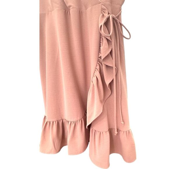 ALTAR'D STATE | Women's Dress Mini Sleeveless Faux Wrap Ruffle L Dusty Rose Pink - Picture 4 of 14